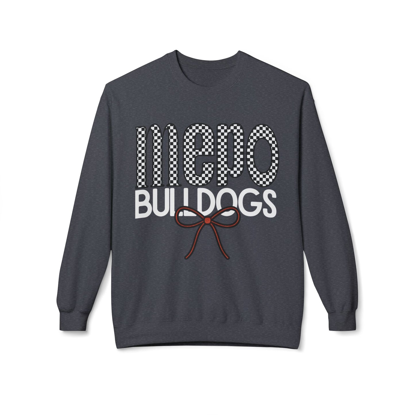 Bulldogs Checkered Bow Crewneck | Gildan Soft-Style