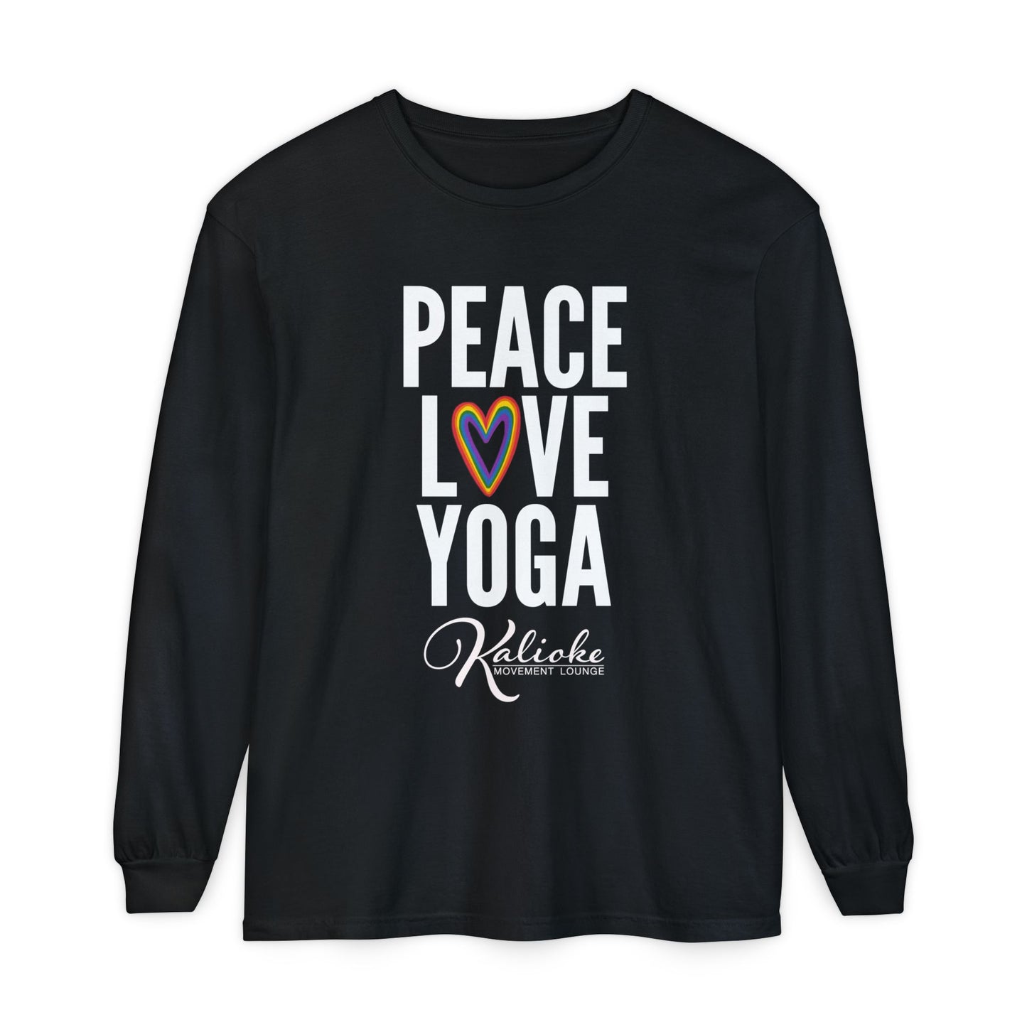 KML Peace Love Yoga Long Sleeve T-Shirt | Comfort Colors