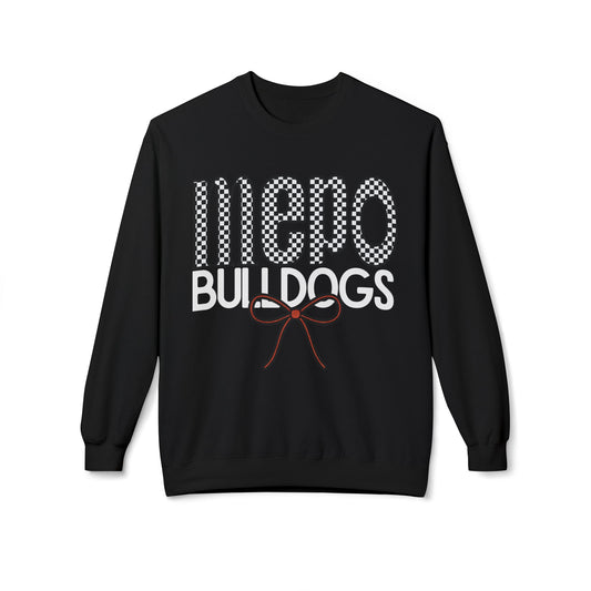 Bulldogs Checkered Bow Crewneck | Gildan Soft-Style