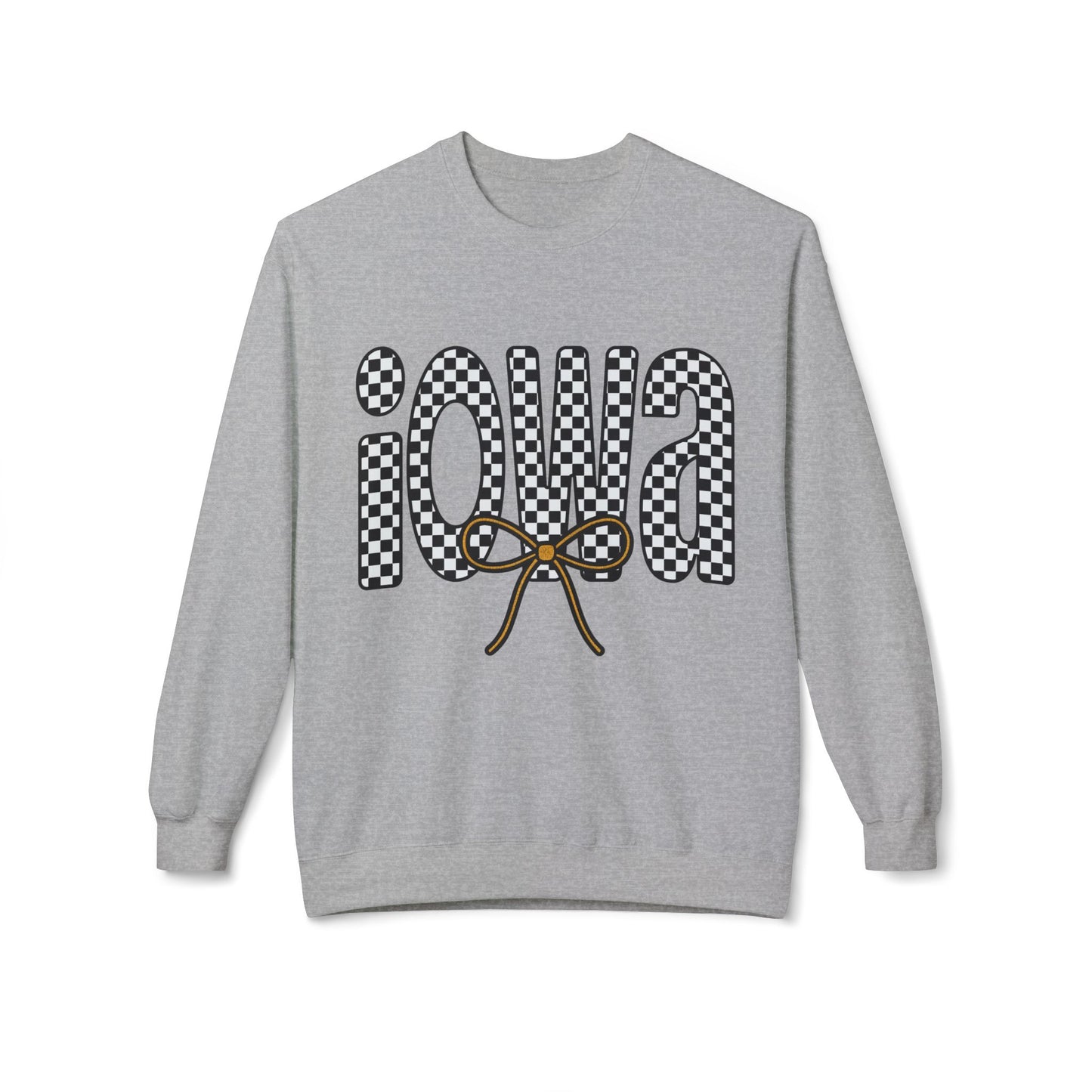 Iowa Checkered Bow Fleece Unisex Crewneck | Gildan Soft-Style - AVAILABLE NOW
