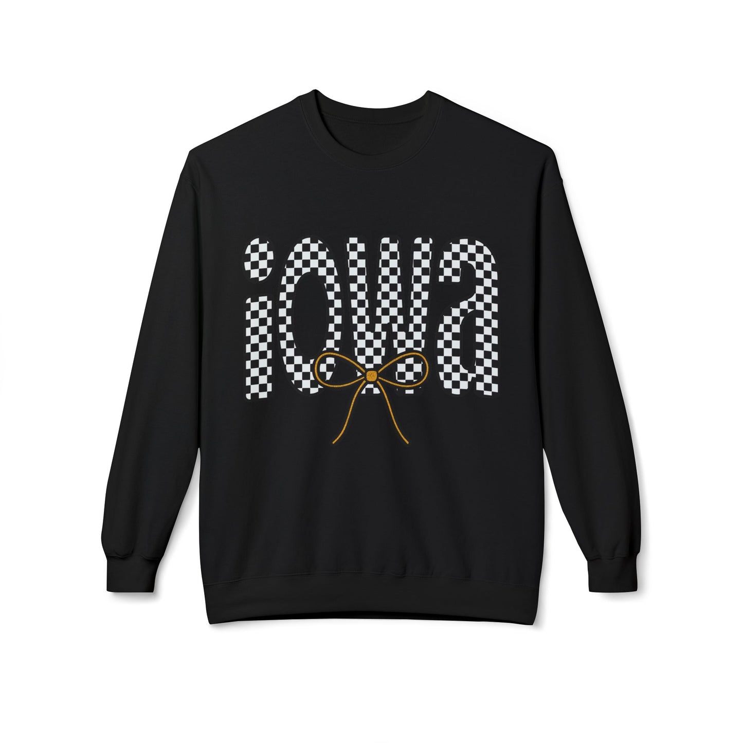 Iowa Checkered Bow Fleece Unisex Crewneck | Gildan Soft-Style