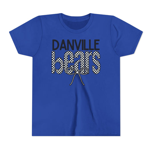 Bear Checkered Bow Youth Tee | Bella Canvas