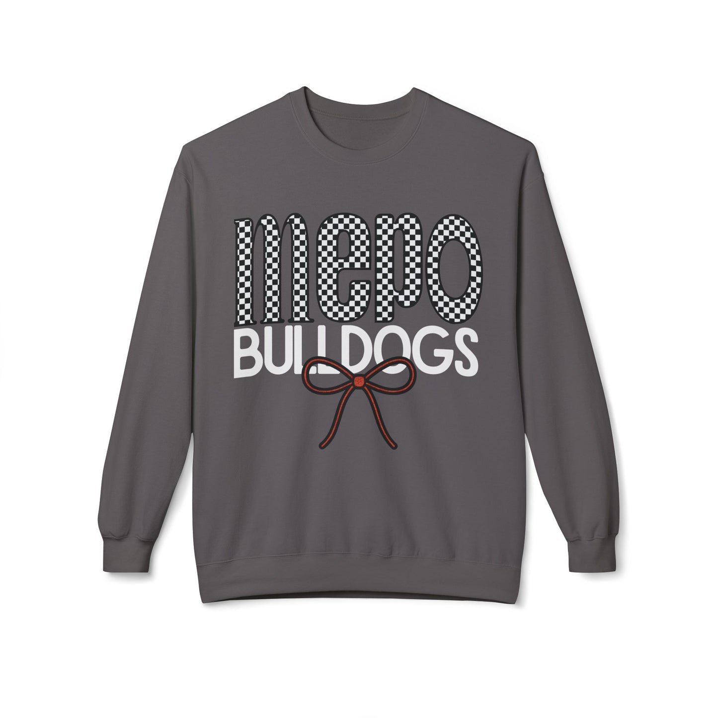 Bulldogs Checkered Bow Crewneck | Gildan Soft-Style