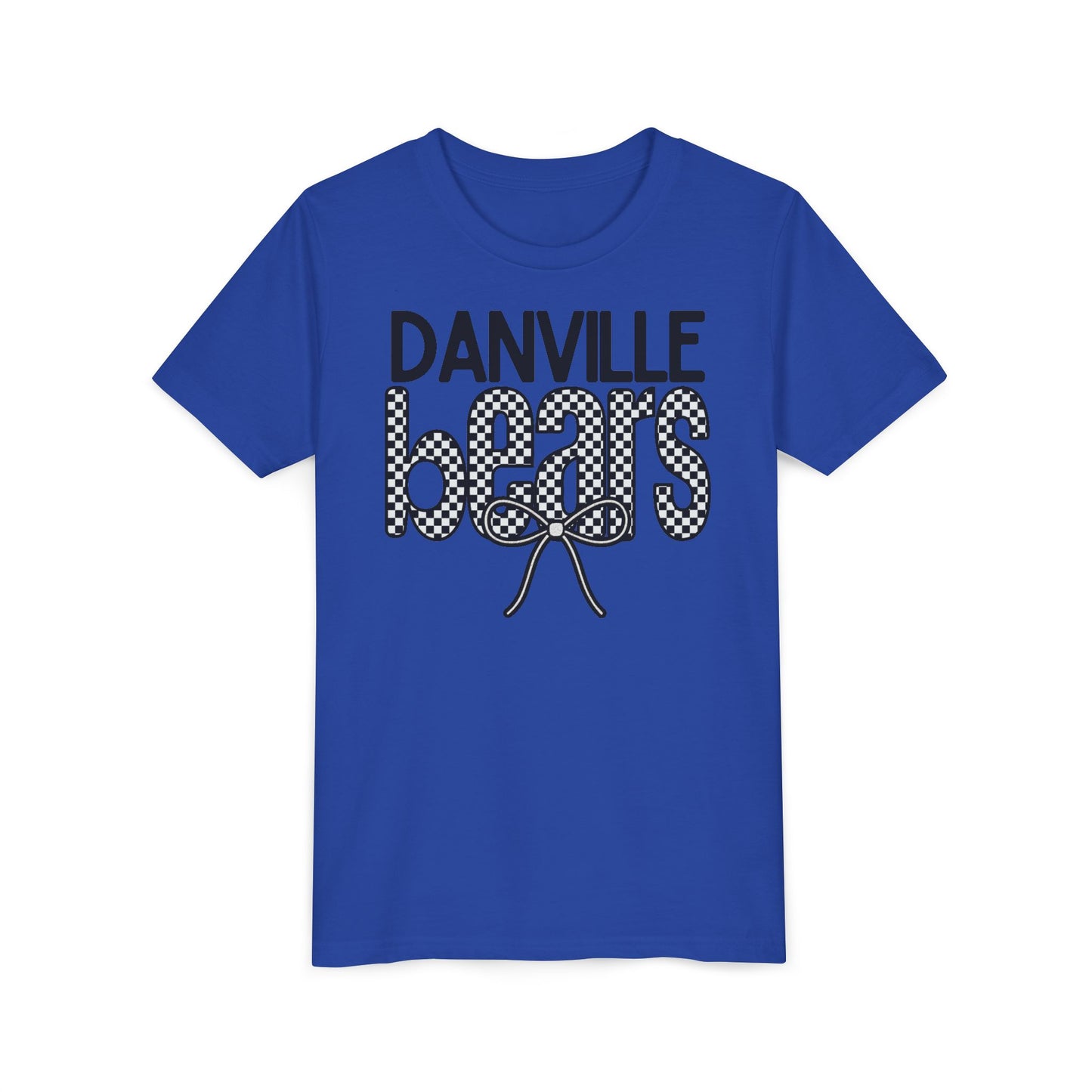 Bear Checkered Bow Youth Tee | Bella Canvas