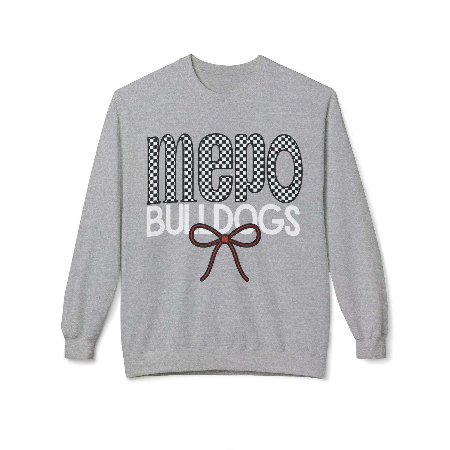 Bulldogs Checkered Bow Crewneck | Gildan Soft-Style