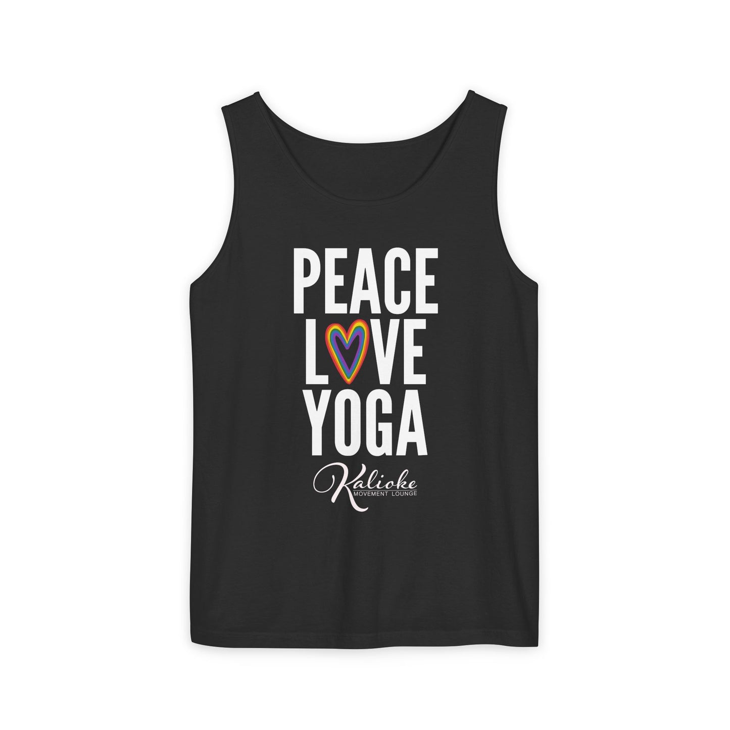 KML Peace Love Yoga Tank Top | Comfort Colors
