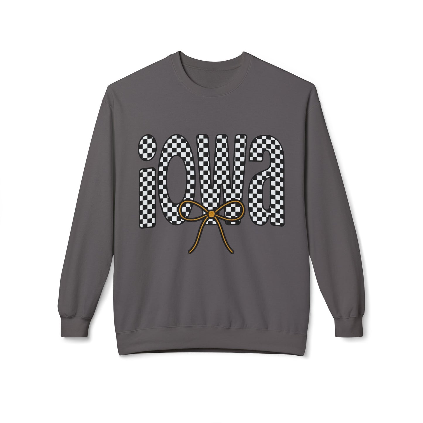 Iowa Checkered Bow Fleece Unisex Crewneck | Gildan Soft-Style
