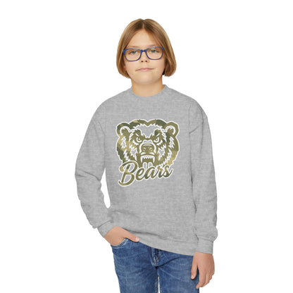 Youth Camo Bears Crewneck Sweatshirt | Gildan Softstyle