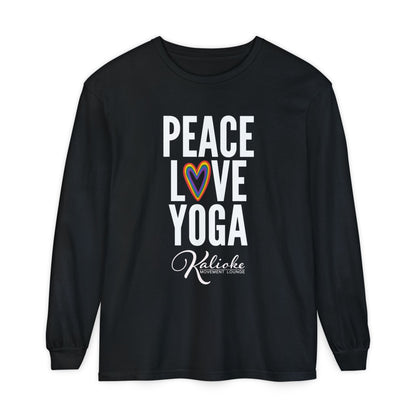 KML Peace Love Yoga Long Sleeve T-Shirt | Comfort Colors