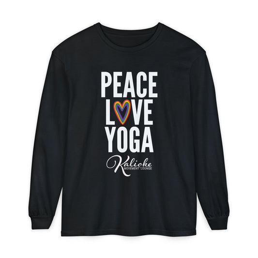 KML Peace Love Yoga Long Sleeve T-Shirt | Comfort Colors