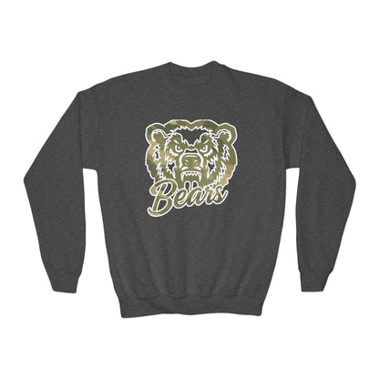 Youth Camo Bears Crewneck Sweatshirt | Gildan Softstyle