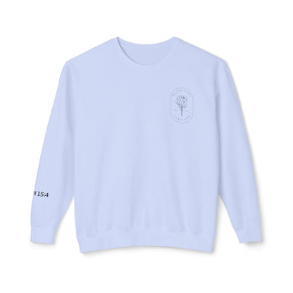 Abiding Acres Adult Crewneck | Printed JOHN 15:4 Sleeve | Comfort Colors