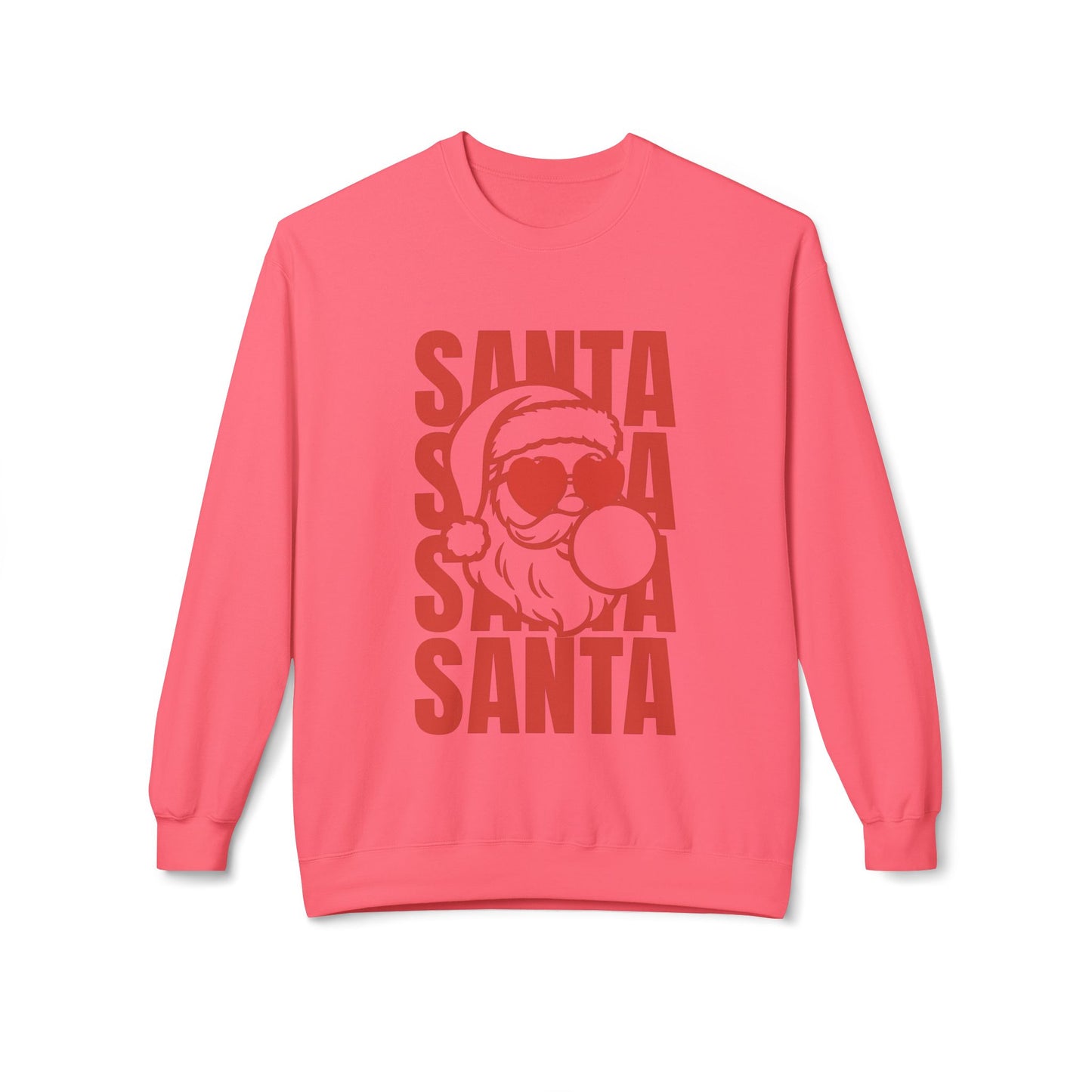 Santa Heart Glasses with Bubblegum Crewneck| Gildan Softstyle