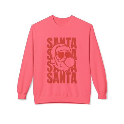 Santa Heart Glasses with Bubblegum Crewneck| Gildan Softstyle