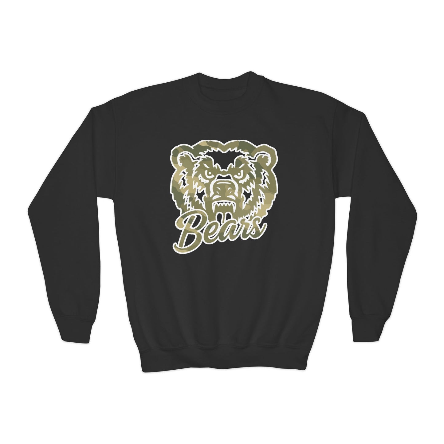Youth Camo Bears Crewneck Sweatshirt | Gildan Softstyle