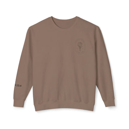 Abiding Acres Adult Crewneck | Printed JOHN 15:4 Sleeve | Comfort Colors