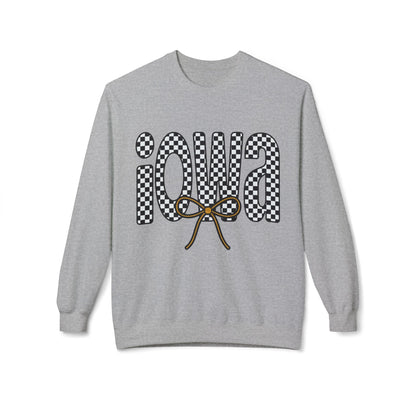 Iowa Checkered Bow Fleece Unisex Crewneck | Gildan Soft-Style