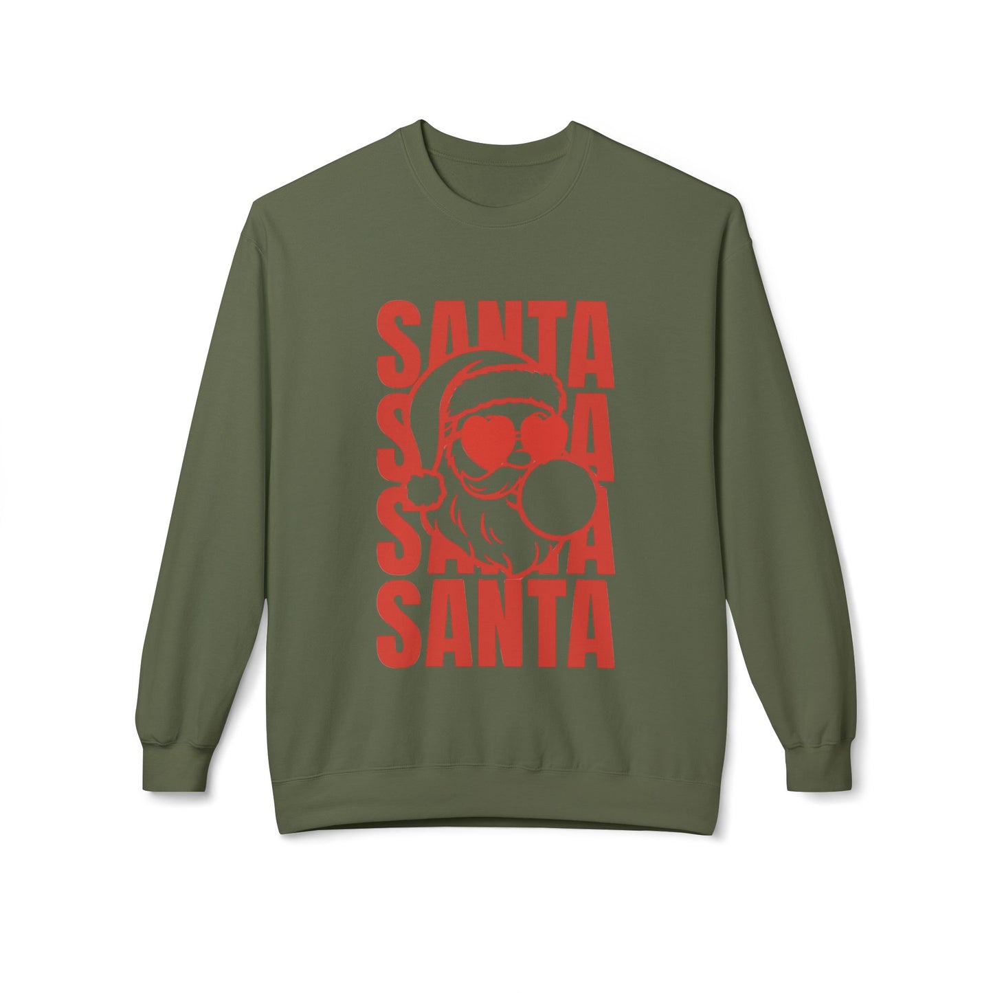 Santa Heart Glasses with Bubblegum Crewneck| Gildan Softstyle