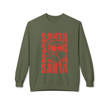 Santa Heart Glasses with Bubblegum Crewneck| Gildan Softstyle
