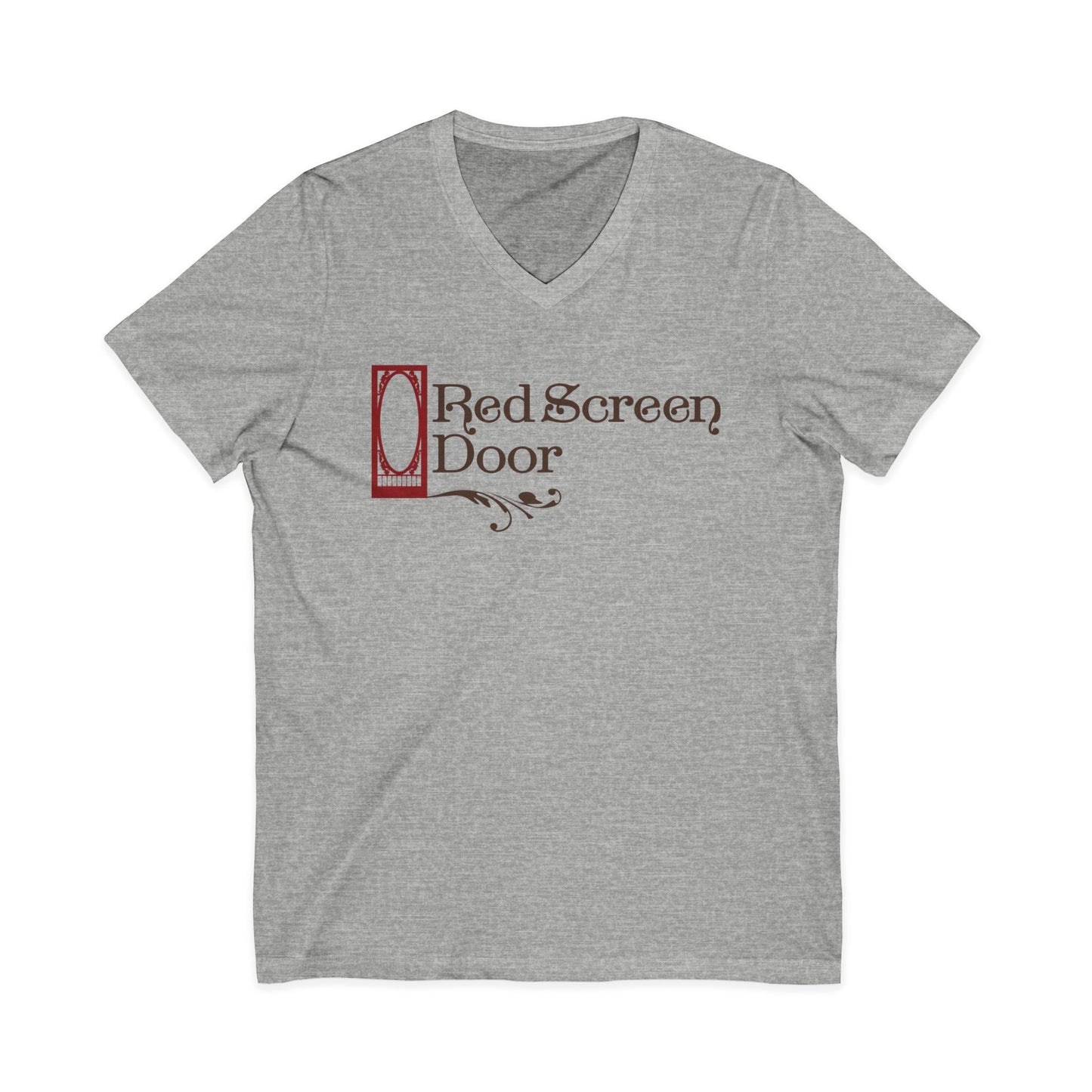 Red Screen Door V-Neck Tee | Bella Canvas