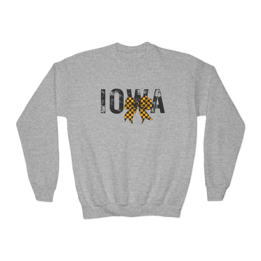 Youth Iowa Coquette Bow Crewneck Sweatshirt