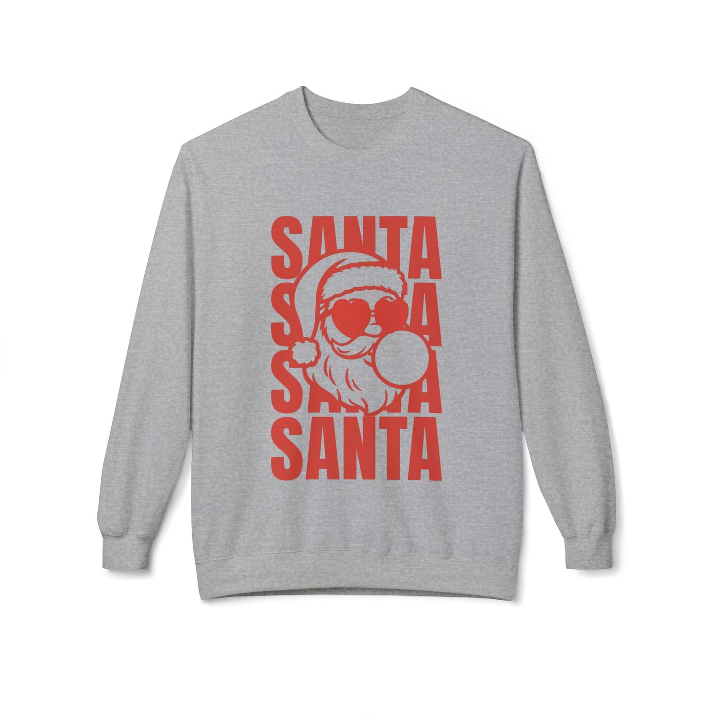 Santa Heart Glasses with Bubblegum Crewneck| Gildan Softstyle