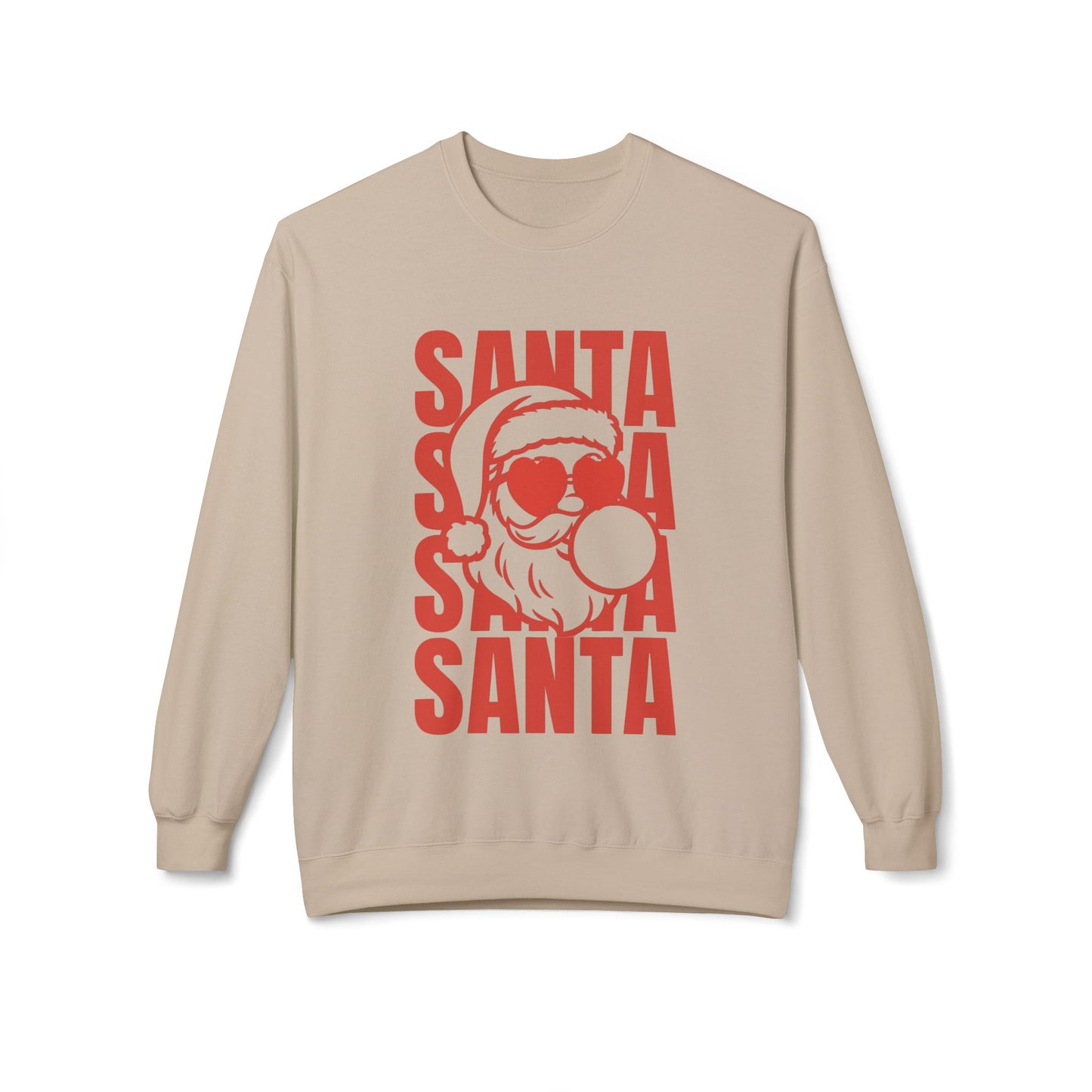 Santa Heart Glasses with Bubblegum Crewneck| Gildan Softstyle