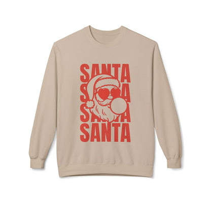 Santa Heart Glasses with Bubblegum Crewneck| Gildan Softstyle