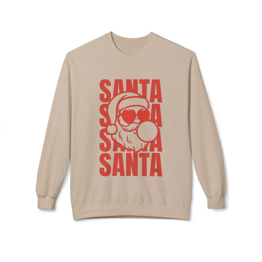 Santa Heart Glasses with Bubblegum Crewneck| Gildan Softstyle
