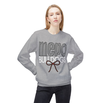 Bulldogs Checkered Bow Crewneck | Gildan Soft-Style