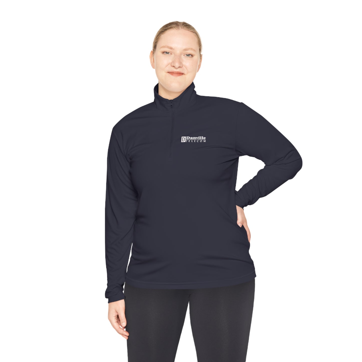 Danville Telecom Unisex Quarter-Zip Pullover: Color or White Logo