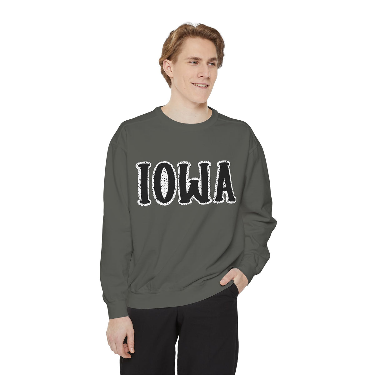Iowa Roots | Iowa Dot Frame | Adult Crewneck | Comfort Colors