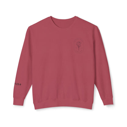 Abiding Acres Adult Crewneck | Printed JOHN 15:4 Sleeve | Comfort Colors