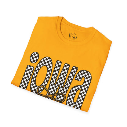 Iowa Checkered Bow T-Shirt | Gildan Softstyle