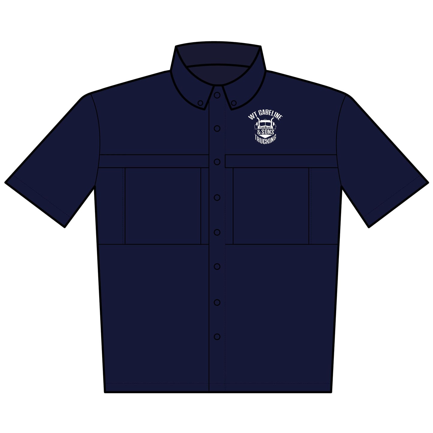 WT Gabeline White Embroidered Button Down Short Sleeve Shirt