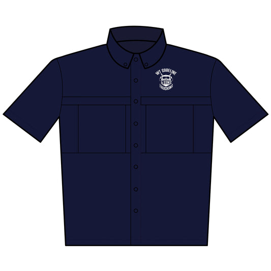 WT Gabeline White Embroidered Button Down Short Sleeve Shirt