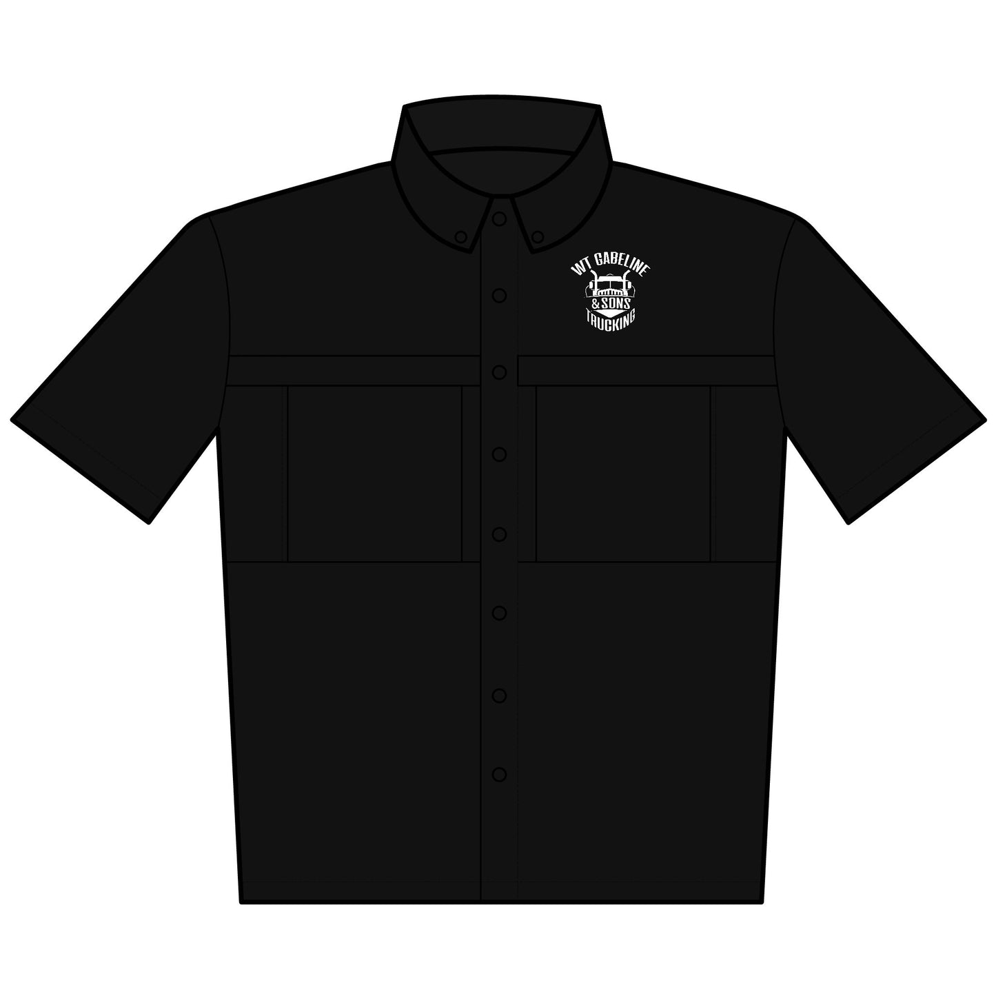 WT Gabeline White Embroidered Button Down Short Sleeve Shirt