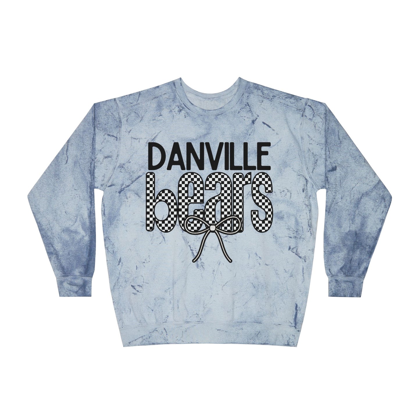 Danville Bears | Bears Checkered Bow | Adult Crewneck | Comfort Colors Colorblast