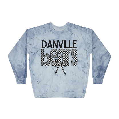 Danville Bears | Bears Checkered Bow | Adult Crewneck | Comfort Colors Colorblast