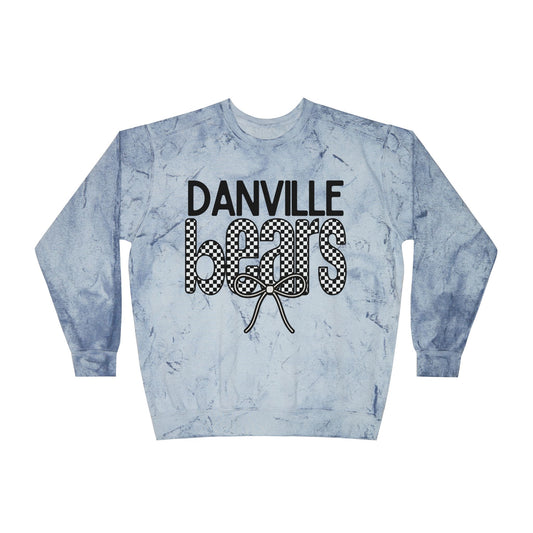 Danville Bears | Bears Checkered Bow | Adult Crewneck | Comfort Colors Colorblast