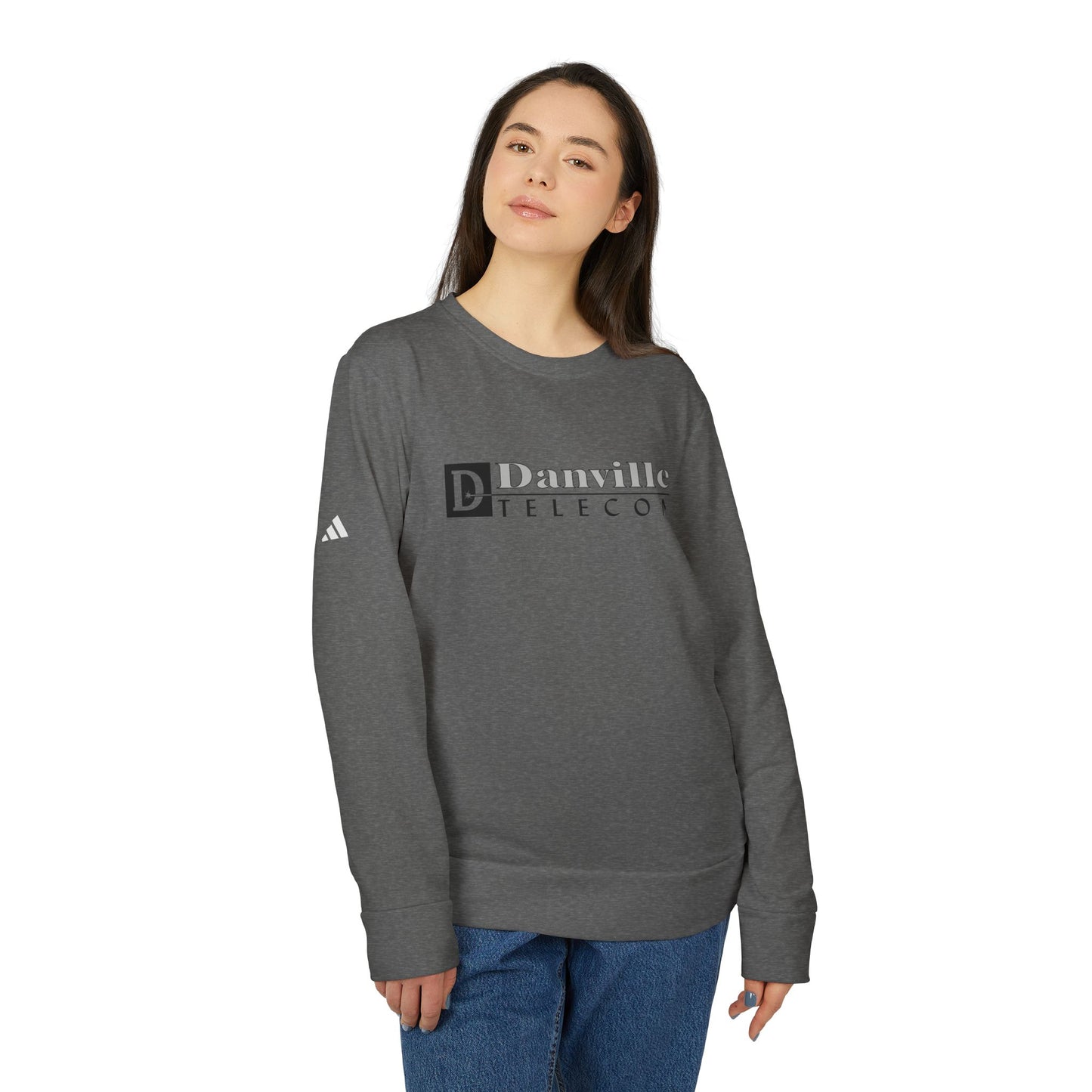 Danville Telecom Adidas Unisex Fleece Crewneck Sweatshirt: Black Logo