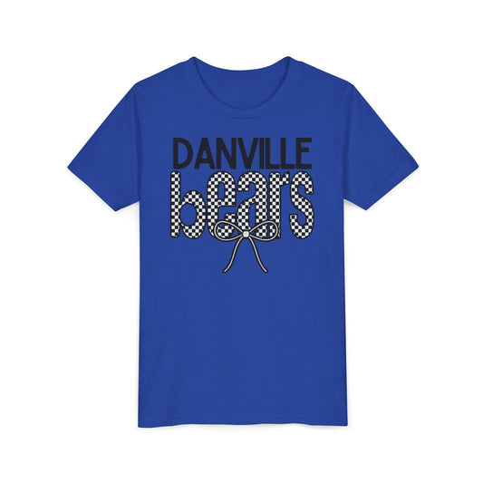 Bear Checkered Bow Youth Tee | Bella Canvas