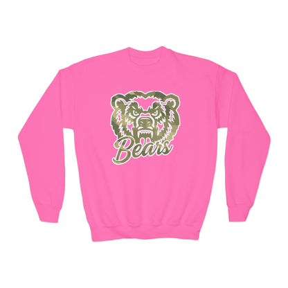 Youth Camo Bears Crewneck Sweatshirt | Gildan Softstyle