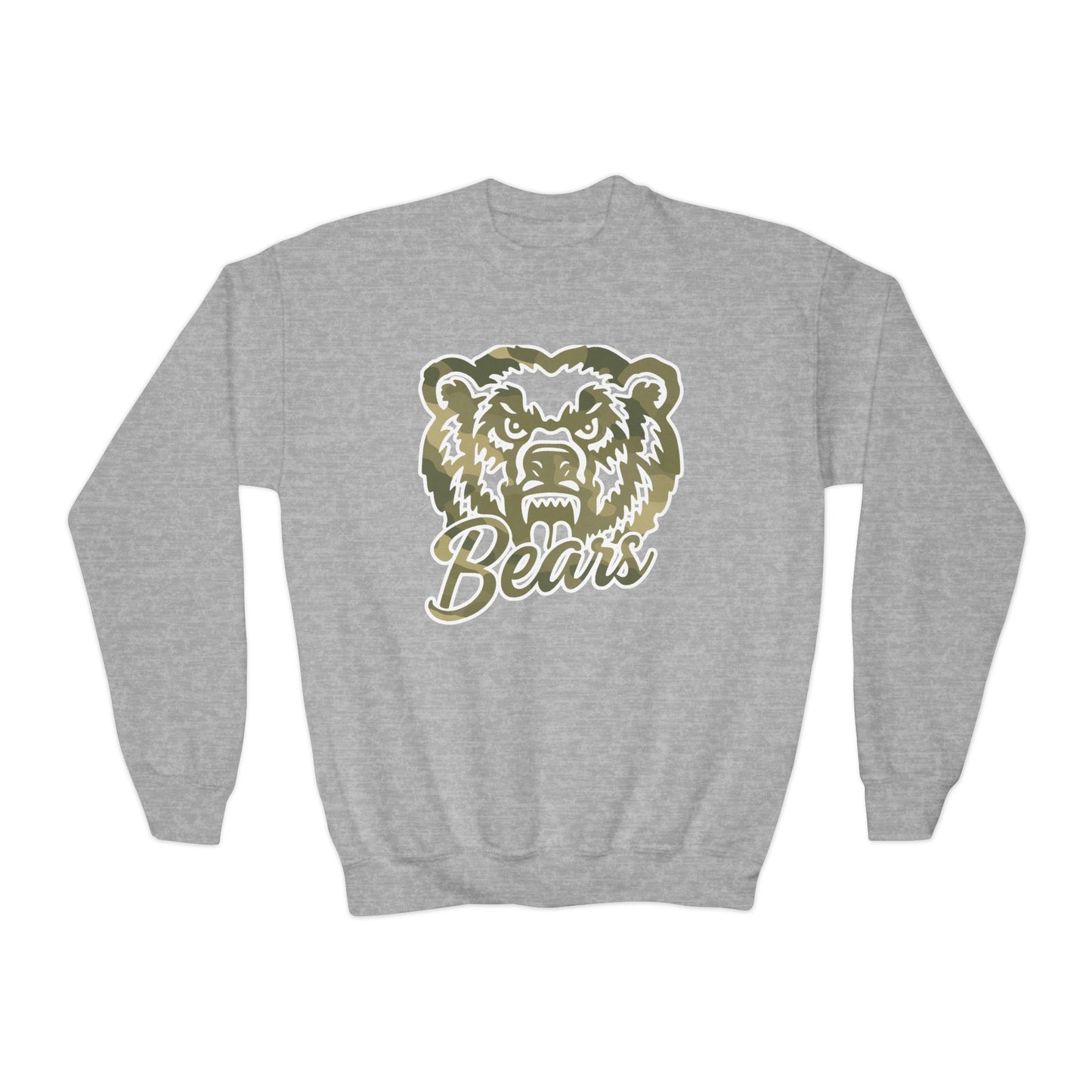 Youth Camo Bears Crewneck Sweatshirt | Gildan Softstyle
