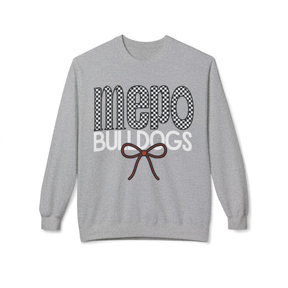 Bulldogs Checkered Bow Crewneck | Gildan Soft-Style