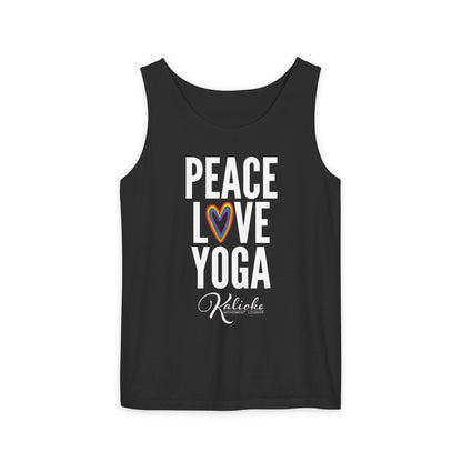 KML Peace Love Yoga Tank Top | Comfort Colors