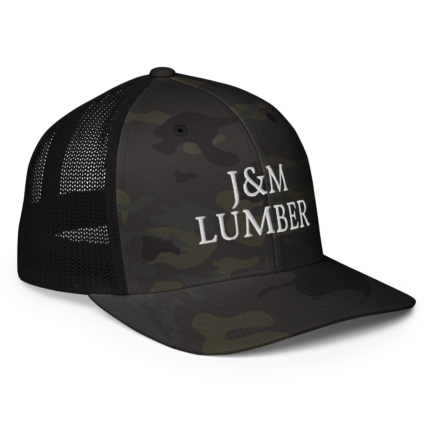 J&M Lumber White Logo Closed-back Trucker Hat