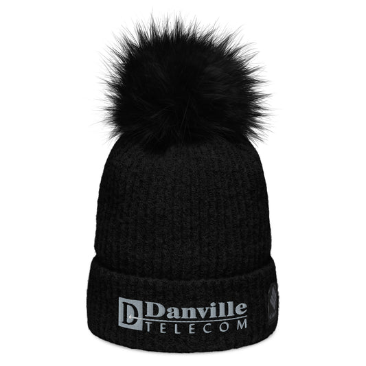 💡Danville Telecom Columbia Pom-Pom Beanie: Grey Logo/White Spark