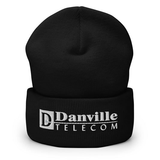 💡Danville Telecom Cuffed Beanie: White Logo/Grey Spark