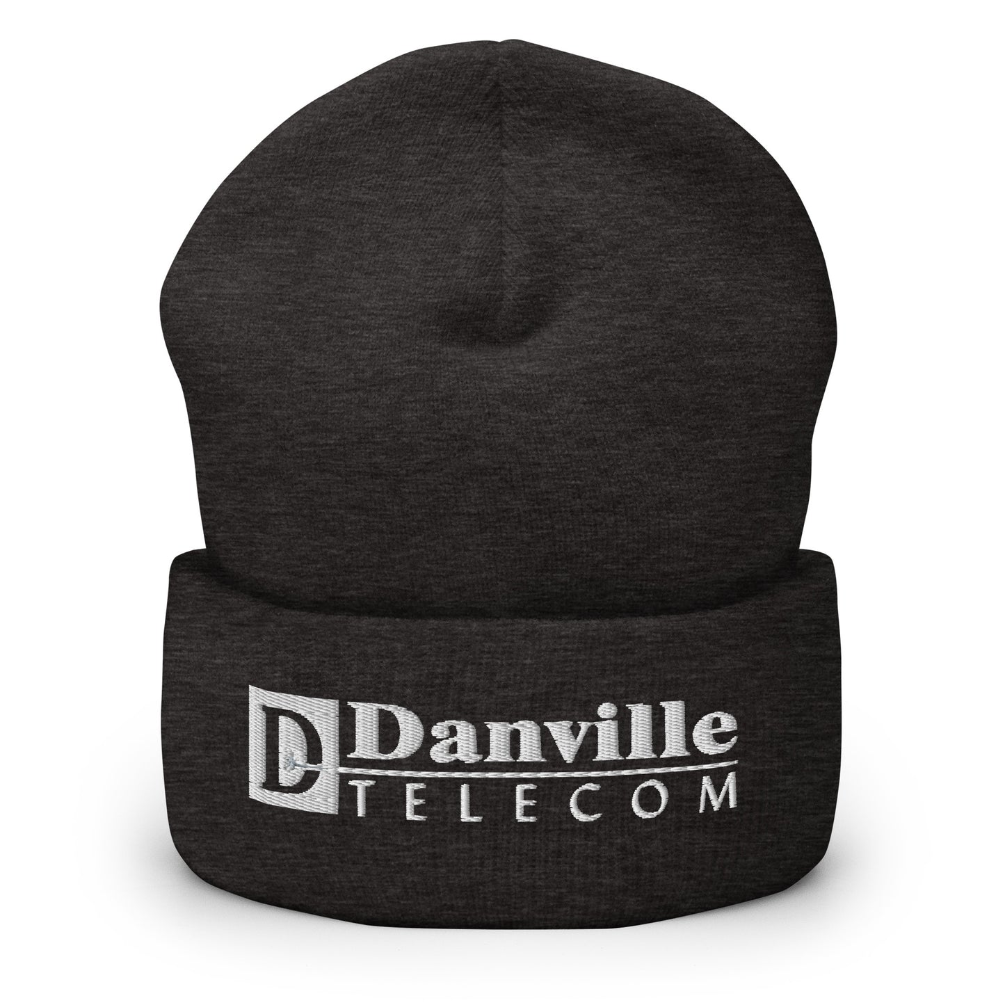 💡Danville Telecom Cuffed Beanie: White Logo/Grey Spark